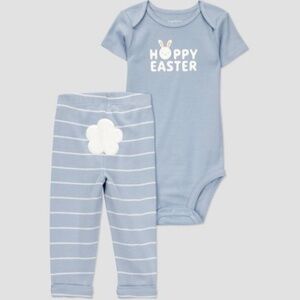 Carter's JOY Baby Boys Easter Striped Top & Bottom Set Blue NWT